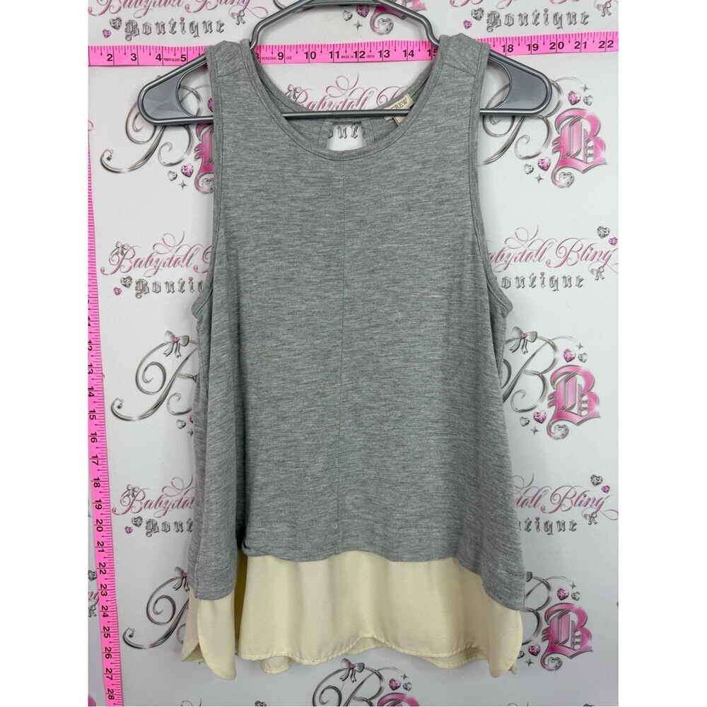 J. Crew tank top grey and Cream Layered Tank Top flowy key hole opening